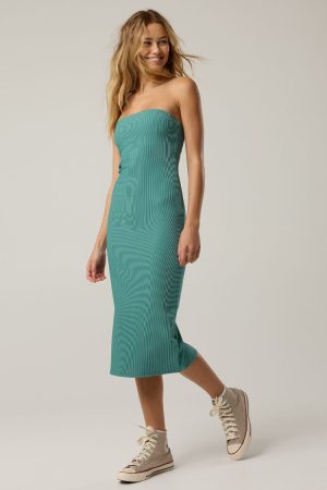 OFFLINE By Aerie Stripe Rib Night Out Midi Tube Dress