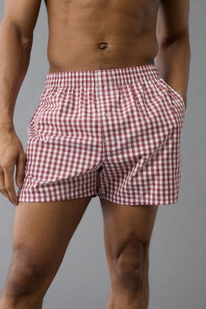 AEO Men's Plaid Poplin Pocket Boxer Short
