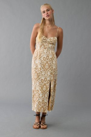 AE Catie Corset Printed Column Midi Dress