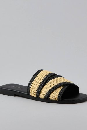 AE Two-Tone Raffia Slide Sandal