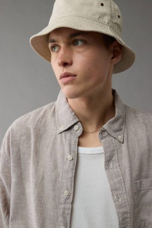 AE Everyday Relaxed Linen-Blend Button-Up Shirt